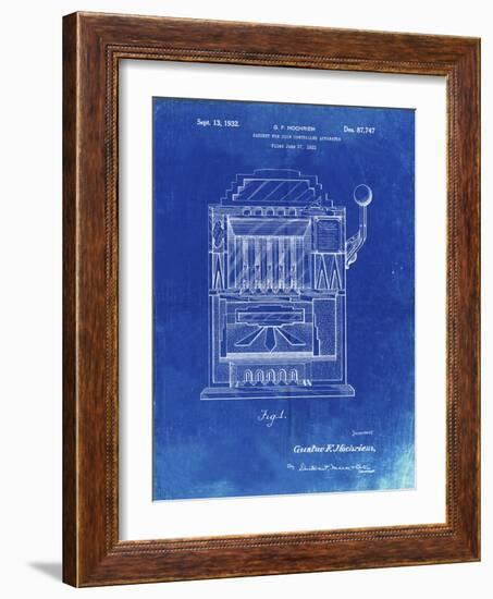 PP1125-Faded Blueprint Vintage Slot Machine 1932 Patent Poster-Cole Borders-Framed Giclee Print