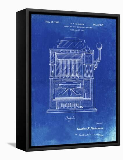 PP1125-Faded Blueprint Vintage Slot Machine 1932 Patent Poster-Cole Borders-Framed Premier Image Canvas