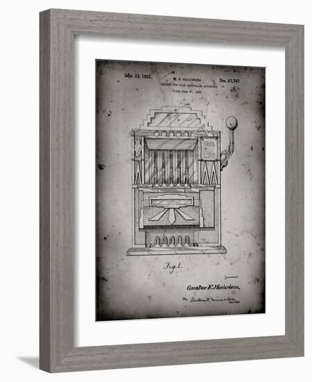 PP1125-Faded Grey Vintage Slot Machine 1932 Patent Poster-Cole Borders-Framed Giclee Print