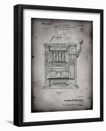 PP1125-Faded Grey Vintage Slot Machine 1932 Patent Poster-Cole Borders-Framed Giclee Print