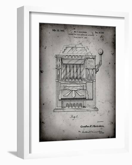 PP1125-Faded Grey Vintage Slot Machine 1932 Patent Poster-Cole Borders-Framed Giclee Print