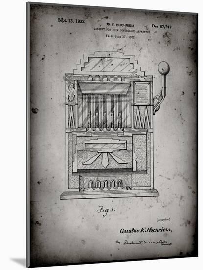 PP1125-Faded Grey Vintage Slot Machine 1932 Patent Poster-Cole Borders-Mounted Giclee Print