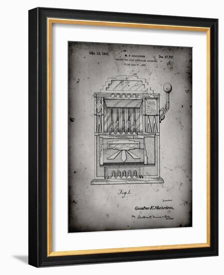 PP1125-Faded Grey Vintage Slot Machine 1932 Patent Poster-Cole Borders-Framed Giclee Print