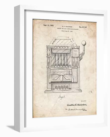 PP1125-Vintage Parchment Vintage Slot Machine 1932 Patent Poster-Cole Borders-Framed Giclee Print