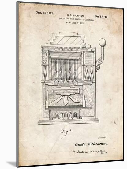 PP1125-Vintage Parchment Vintage Slot Machine 1932 Patent Poster-Cole Borders-Mounted Giclee Print