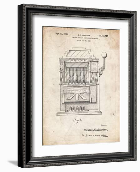 PP1125-Vintage Parchment Vintage Slot Machine 1932 Patent Poster-Cole Borders-Framed Giclee Print