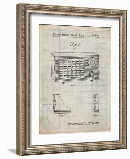 PP1126-Antique Grid Parchment Vintage Table Radio Patent Poster-Cole Borders-Framed Giclee Print