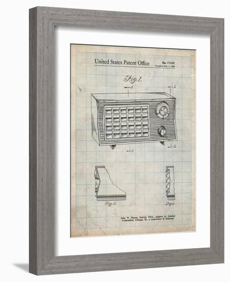 PP1126-Antique Grid Parchment Vintage Table Radio Patent Poster-Cole Borders-Framed Giclee Print