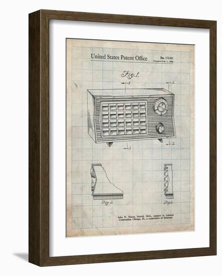 PP1126-Antique Grid Parchment Vintage Table Radio Patent Poster-Cole Borders-Framed Giclee Print