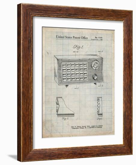 PP1126-Antique Grid Parchment Vintage Table Radio Patent Poster-Cole Borders-Framed Giclee Print