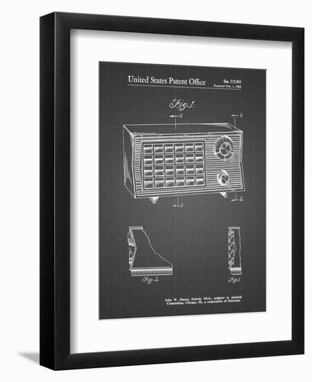 PP1126-Black Grid Vintage Table Radio Patent Poster-Cole Borders-Framed Giclee Print