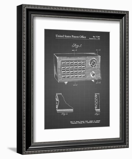 PP1126-Black Grid Vintage Table Radio Patent Poster-Cole Borders-Framed Giclee Print