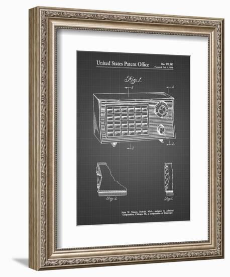 PP1126-Black Grid Vintage Table Radio Patent Poster-Cole Borders-Framed Premium Giclee Print