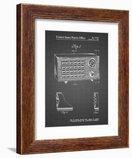 PP1126-Black Grid Vintage Table Radio Patent Poster-Cole Borders-Framed Premium Giclee Print