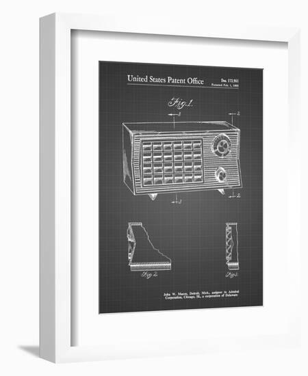 PP1126-Black Grid Vintage Table Radio Patent Poster-Cole Borders-Framed Premium Giclee Print