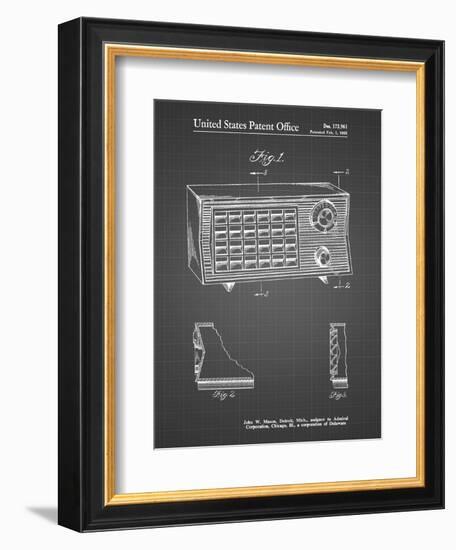 PP1126-Black Grid Vintage Table Radio Patent Poster-Cole Borders-Framed Premium Giclee Print