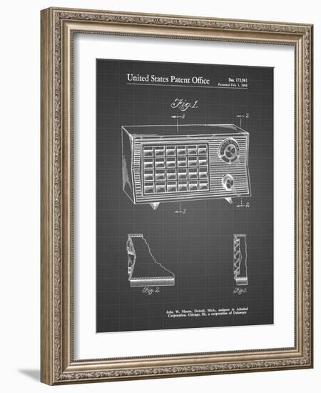 PP1126-Black Grid Vintage Table Radio Patent Poster-Cole Borders-Framed Giclee Print