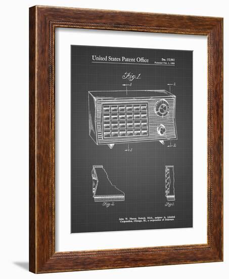 PP1126-Black Grid Vintage Table Radio Patent Poster-Cole Borders-Framed Giclee Print