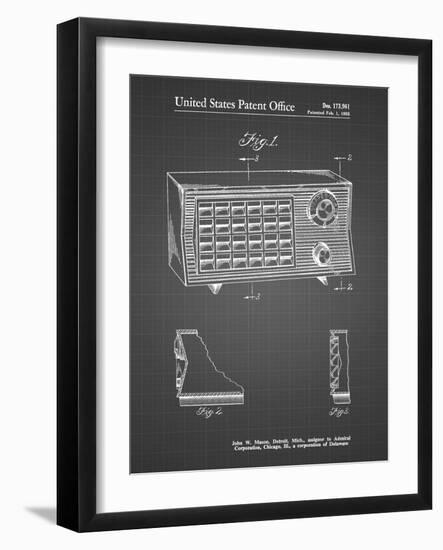 PP1126-Black Grid Vintage Table Radio Patent Poster-Cole Borders-Framed Giclee Print