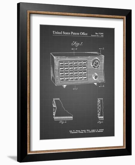 PP1126-Black Grid Vintage Table Radio Patent Poster-Cole Borders-Framed Giclee Print