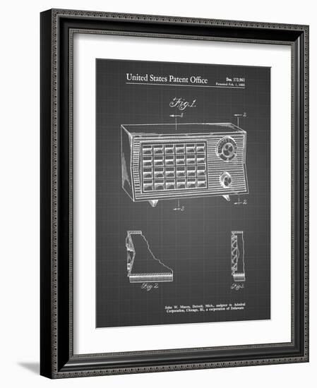 PP1126-Black Grid Vintage Table Radio Patent Poster-Cole Borders-Framed Giclee Print