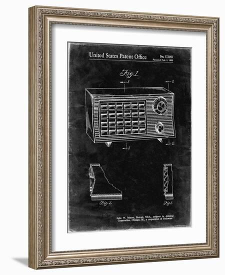 PP1126-Black Grunge Vintage Table Radio Patent Poster-Cole Borders-Framed Giclee Print