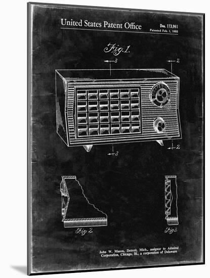 PP1126-Black Grunge Vintage Table Radio Patent Poster-Cole Borders-Mounted Giclee Print