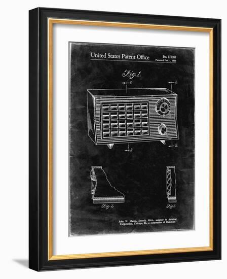 PP1126-Black Grunge Vintage Table Radio Patent Poster-Cole Borders-Framed Giclee Print