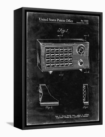 PP1126-Black Grunge Vintage Table Radio Patent Poster-Cole Borders-Framed Premier Image Canvas