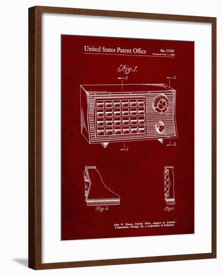 PP1126-Burgundy Vintage Table Radio Patent Poster-Cole Borders-Framed Giclee Print