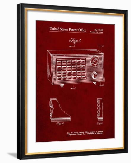 PP1126-Burgundy Vintage Table Radio Patent Poster-Cole Borders-Framed Giclee Print