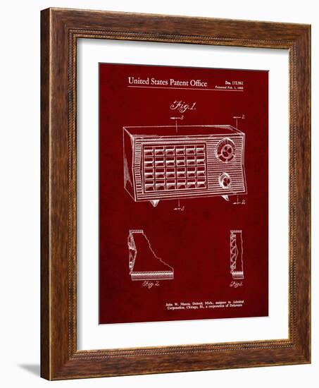 PP1126-Burgundy Vintage Table Radio Patent Poster-Cole Borders-Framed Giclee Print