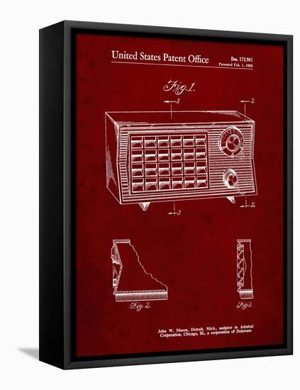 PP1126-Burgundy Vintage Table Radio Patent Poster-Cole Borders-Framed Premier Image Canvas