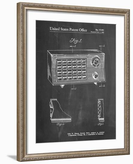 PP1126-Chalkboard Vintage Table Radio Patent Poster-Cole Borders-Framed Giclee Print