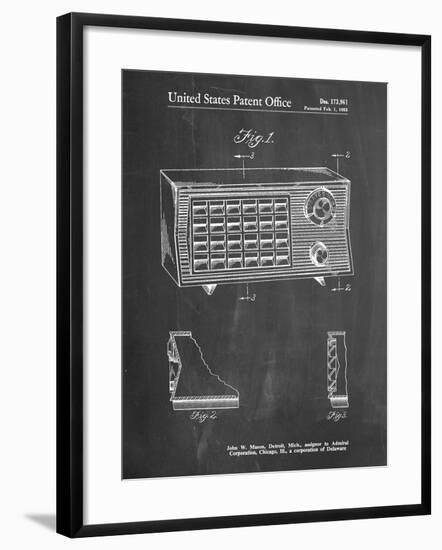 PP1126-Chalkboard Vintage Table Radio Patent Poster-Cole Borders-Framed Giclee Print