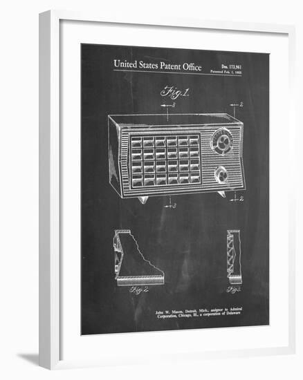 PP1126-Chalkboard Vintage Table Radio Patent Poster-Cole Borders-Framed Giclee Print