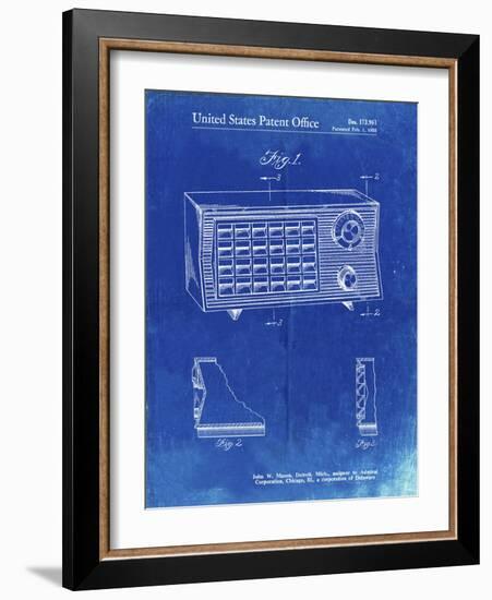 PP1126-Faded Blueprint Vintage Table Radio Patent Poster-Cole Borders-Framed Giclee Print