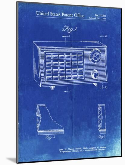 PP1126-Faded Blueprint Vintage Table Radio Patent Poster-Cole Borders-Mounted Giclee Print