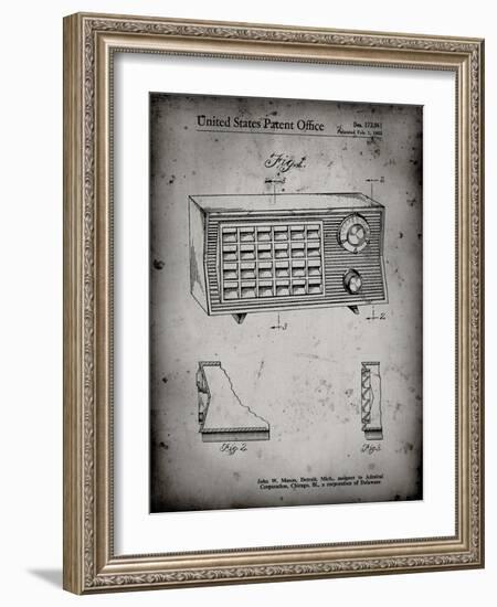 PP1126-Faded Grey Vintage Table Radio Patent Poster-Cole Borders-Framed Giclee Print