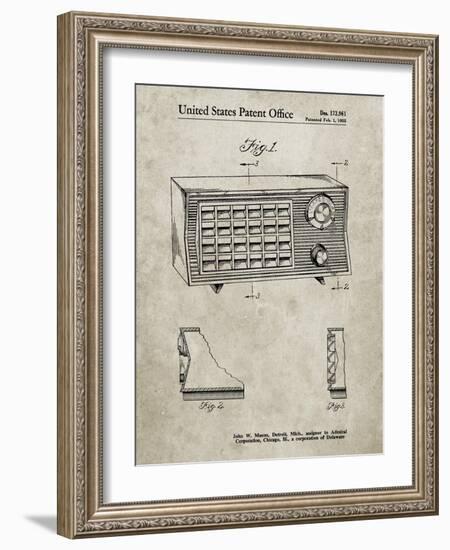 PP1126-Sandstone Vintage Table Radio Patent Poster-Cole Borders-Framed Giclee Print