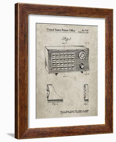 PP1126-Sandstone Vintage Table Radio Patent Poster-Cole Borders-Framed Giclee Print