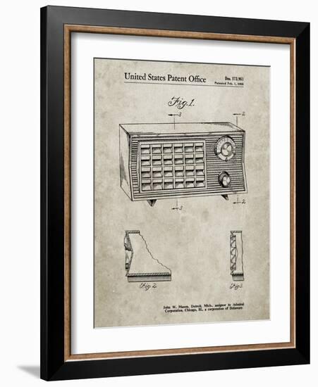 PP1126-Sandstone Vintage Table Radio Patent Poster-Cole Borders-Framed Giclee Print