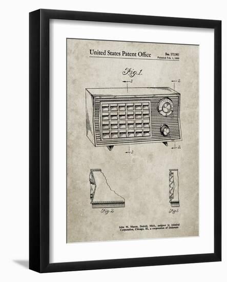 PP1126-Sandstone Vintage Table Radio Patent Poster-Cole Borders-Framed Giclee Print