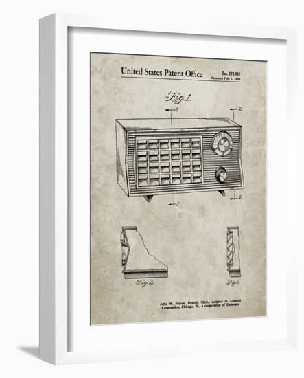 PP1126-Sandstone Vintage Table Radio Patent Poster-Cole Borders-Framed Giclee Print