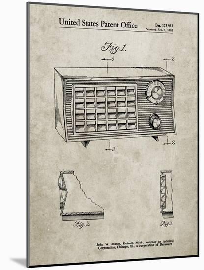 PP1126-Sandstone Vintage Table Radio Patent Poster-Cole Borders-Mounted Giclee Print