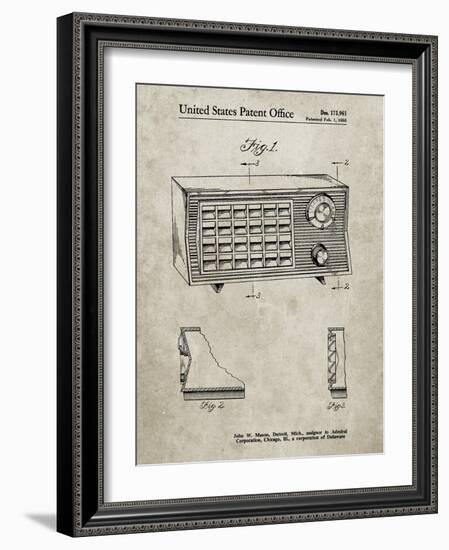 PP1126-Sandstone Vintage Table Radio Patent Poster-Cole Borders-Framed Giclee Print