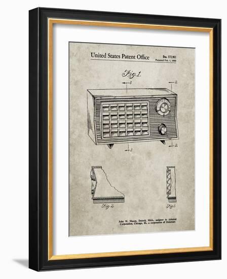 PP1126-Sandstone Vintage Table Radio Patent Poster-Cole Borders-Framed Giclee Print