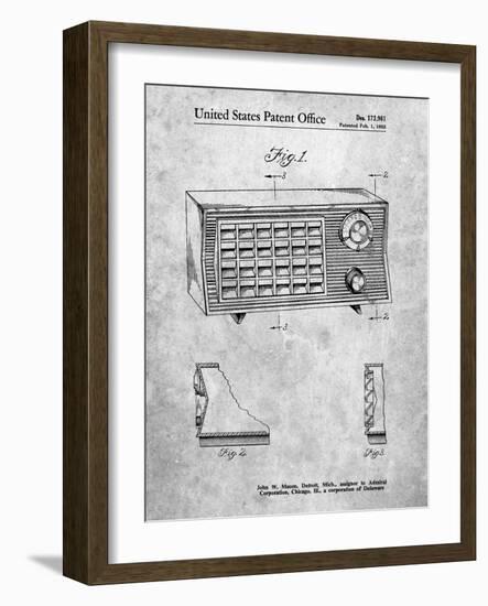 PP1126-Slate Vintage Table Radio Patent Poster-Cole Borders-Framed Giclee Print