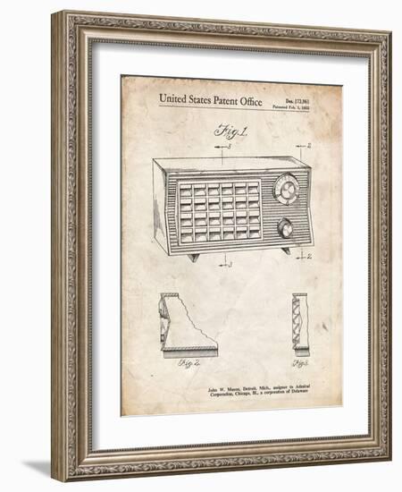 PP1126-Vintage Parchment Vintage Table Radio Patent Poster-Cole Borders-Framed Giclee Print