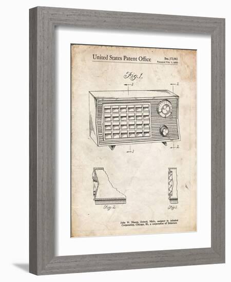 PP1126-Vintage Parchment Vintage Table Radio Patent Poster-Cole Borders-Framed Giclee Print